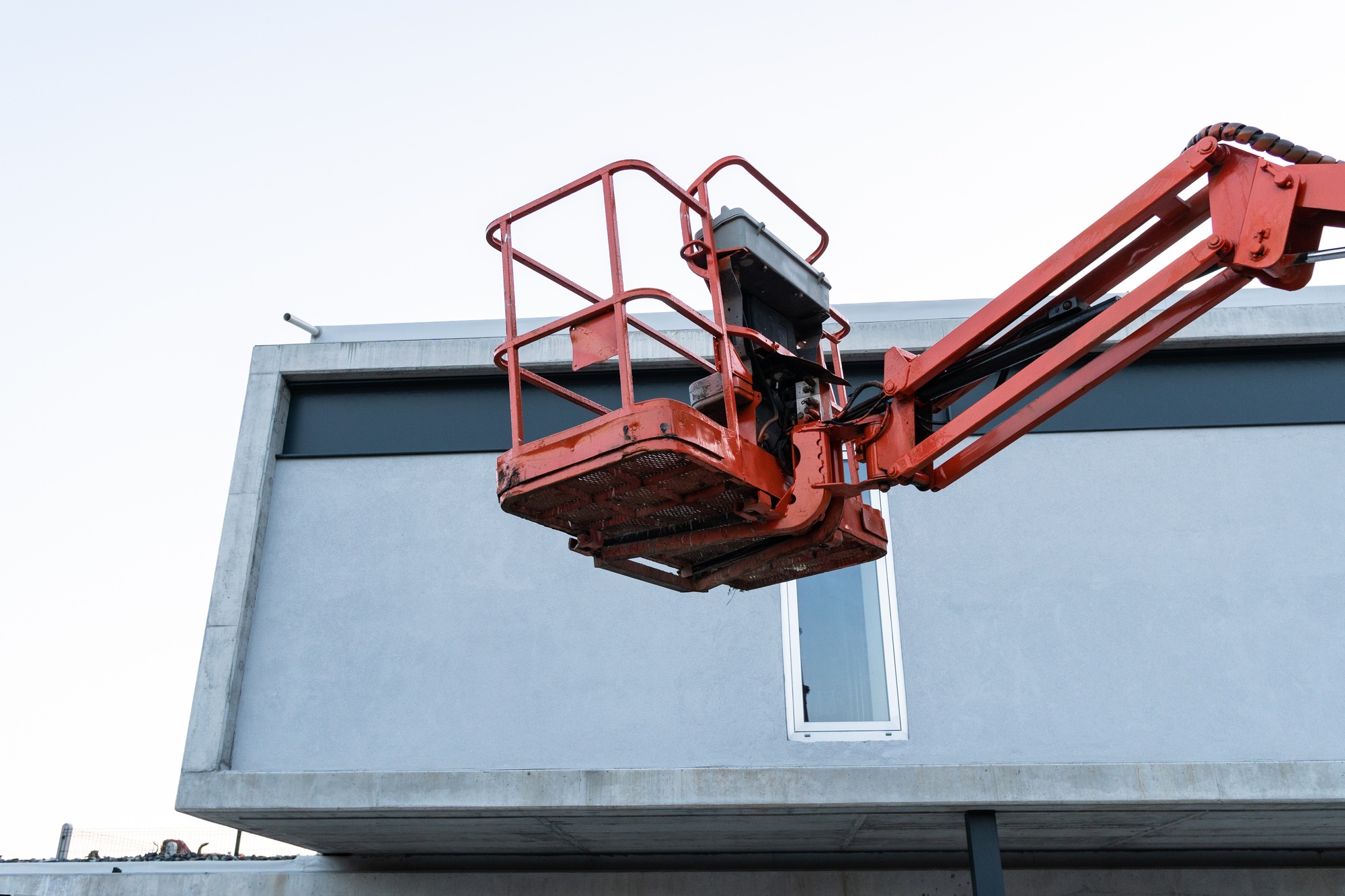 Telescopic elevator on construction site